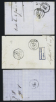 13 lettres diverses majorité Alsace-Lorraine dont 3 AFF Alsace n°6 OBL CAD "Colmar" (1871). TB