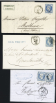 13 lettres diverses majorité Alsace-Lorraine dont 3 AFF Alsace n°6 OBL CAD "Colmar" (1871). TB