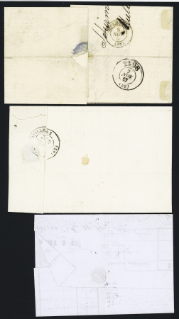 13 lettres diverses majorité Alsace-Lorraine dont 3 AFF Alsace n°6 OBL CAD "Colmar" (1871). TB