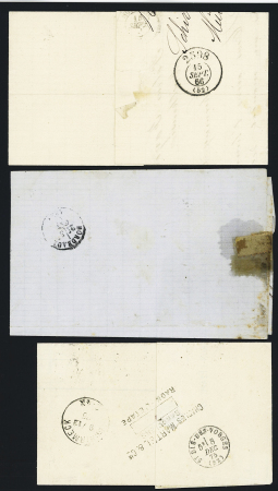 13 lettres diverses majorité Alsace-Lorraine dont 3 AFF Alsace n°6 OBL CAD "Colmar" (1871). TB