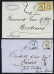 13 lettres diverses majorité Alsace-Lorraine dont 3 AFF Alsace n°6 OBL CAD "Colmar" (1871). TB