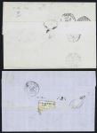 13 lettres diverses majorité Alsace-Lorraine dont 3 AFF Alsace n°6 OBL CAD "Colmar" (1871). TB