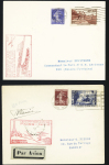 N°189 + 307 OBL Nice RP (16.2.38) sur lettre pour Paris avec cachet rect rouge 1ère liaison Paris - Nice et signature du pilote Vanier et n°281 en paire + 407 OBL horoplan "Le Bourget port-aérien" (9.1.1939) sur lett