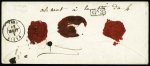 Enveloppe avec correspondance avec dateur "A" "1 janv 1849" + cursive "16 Chevanceaux" + griffe rouge "chargé" + "PP" rouge encadré. Grande rareté superbe pouvant inaugurer une collection de lettres classiques. TB