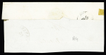 N°4 OBL grille + cursive "24 Amancey" + T13 Ornans (1852) sur devant de lettre avec rabat, ind 23. TB