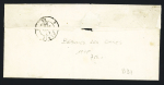 N°3 OBL grille + T13 Baume les Dames (1849) sur lettre, ind 17. TB