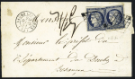 N°4 Deux pièces, OBL grille + T15 Baume les Dames (24 mars 1851) sur lettre, ind 14. TB