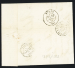 N°60 OBL losange de points ambulant "P.BES" + CAD conv.sta. "Baumes les Dames MONTB.B" (1872) sur lettre, ind 15. TB