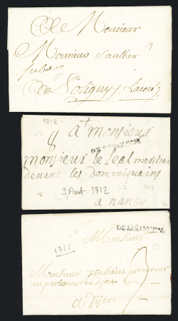 Besançon : 6 lettres avec MP Ancien Régime datées (L N°3 - 4 - 5 - 6A - 7 et 10). TB