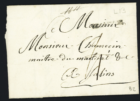 5 lettres avec MP de Besançon datées : L n°11 (1767 - ind 11), L n°12 (1763 - ind 14), L n°13 (1784 - ind 13), l n°13 (1778 et 1784, ind 13 chaque). TB