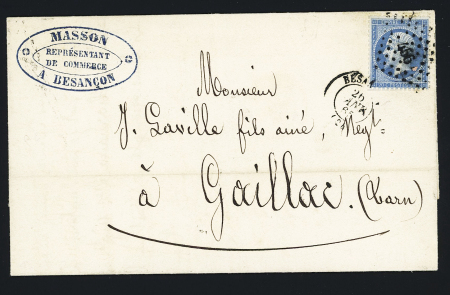 N°22 OBL PC du GC 456 + T15 Besançon (25 janv 65) sur lettre, ind 15. TB