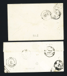 2 lettres au tarif frontalier pour la Suisse : n° 22 OBL GC 4403 + T22 Blamont-Doubs (1866) et n°22 OBL GC 3249 + T Russey (12 dec 1863). TB