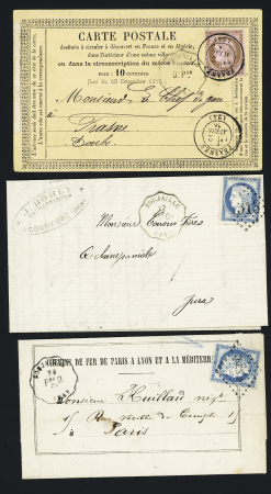 2 lettres et 2 CP précurseurs avec CAD conv. Station "Boujaille Per D" (3) et "Boujaille D Per" (ce dernier non signalé, ind 19). TB
