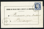 N°29 OBL GC 456 + CAD conv. Station "Byans B.BES" (1876) sur lettre, ind 17. TB