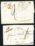 Clerval : 2 lettres avec cursive "24 Clerval" + T13 "Baume-les-Dames" (1835) et "L'Isle-sur-le-Doubs" (1836), ind 13 chaque. TB