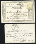 2 plis : n°59 OBL PC du GC 420 + T17 Belfort (1873) sur CP précurseur avec au verso CAD conv. Sta "Dannemarie DIJ.M" (1873) + LST adressée à un militaire avec CAD conv. Sta. "Dannemarie DIJ.M" (oct 1870), ind 17 chaq