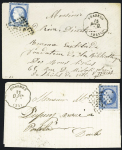 Frasnes - 2 lettres : n°60 OBL losange de points "BESP" + CAD conv sta "Frasnes Per D" (1874) et n+60 OBL GC 2964 + CAD onv. Sta "Frasnes D. Per" (1867), ind 19 et ind 14. TB