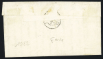 N°4 OBL grille + cursive "24 Fuans" + dateur B (1852) sur lettre, ind 21. TB