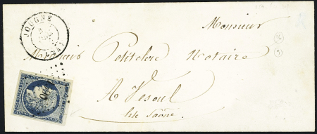 N°4 OBL PC 1590 + T15 Jougne (1852) sur lettre, ind 16. TB