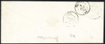 N°4 OBL PC 1590 + T15 Jougne (1852) sur lettre, ind 16. TB