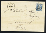 N°60 OBL bureau de passe 1307 + CAD conv. Station "Laissey M.DIJ" (1872), ind 19. Rare et TB