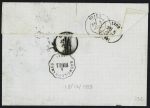 N°37, 2 pièces OBL GC 1307 + CAD conv. Sta "Laissey B.MONTB" (1871) sur lettre, ind 15. TB