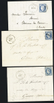 3 lettres avec CAD conv. Station "Laissey M.BES" (2) et "Laissey BES.M" (&), ind 13 et ind 15 (2). TB