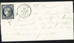 N°4 OBL PC 1702 + T15 Levier (1853) sur lettre, ind 14, TB