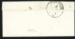 N°4 OBL grille + T15 Levier (2.7.1850 - 2ème jour de tarif) sur lettre, ind 16, signé Calves. TB