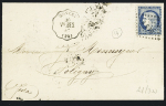 Moncey - N°60 OBL losange de points "BESP" + CAD conv. Station "Moncey Vl BES" (1875) sur lettre, ind 14. TB