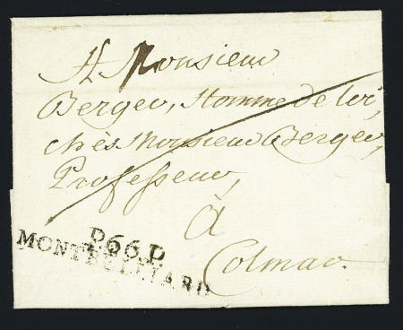 MP noire "P 66 Montbelliard" (47 x 9mm - 1803), ind 22. TB