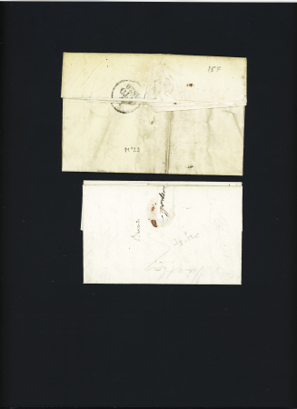 Morteau - 2 lettres avec MP "24 Morteau" (33 x 11mm - 1825 et 1830 dont l'une avec décime rural), ind 9 chaque. TB