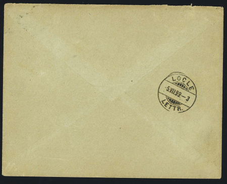 N°83 1c Sage, bloc de 10 + 1 pièce + n°88 OBL CAD "Morteau Doubs" (1899) sur lettre pour Le Locle (Suisse) au tarif frontalier. Spectaculaire. TB
