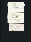 Mouthe : 3 lettres avec cursive "24 Mouthe" + "CD" (1837), T12 Pontarlier (1834) et T12 Saint-Laurent (1839), ind 11 chaque. TB