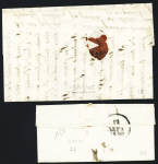 Ornans - 4 lettres avec MP "24 Ornans" (28 x 11mm - 9 mars et 10 sept 1830 et 25 x 7mm noire an 10 et rouge 1815), ind 7 (2), ind 8 et ind 14. TB