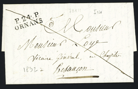 MP "P 24 P Ornans" (28 x 11mm - 1830), ind 14, très jolie frappe