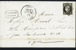 N°3 OBL grille + T13 Ornans (1849) sur lettre, ind 17. TB