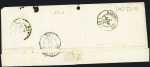 N°4 OBL grille + T13 Ornans (1851) sur lettre, ind 15. TB