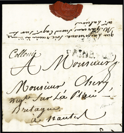 Lettre de Léogane (Saint Domingue) pour Nantes (1784) avec marque manuscrite "collonie" + MP "Painbeuf" (L n°2) association RR et TB