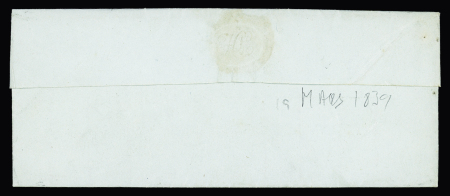 Lettre de Paimboeuf pour Pont-Rousseau avec marque encadrée "Boite B à V Paimboeuf" (Salles n°401) + T13 au recto à l'arrivée à Nantes (1839), ind 24. TB