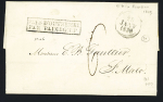 Lettre de Saint-Denis (Ile Bourbon) pour Saint-Malo avec marque d'entrée encadrée "Pays d'Outremer par Paimboeuf" + dateur "A" (1830), ind 21. TB