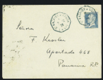 N°181, 1F50 Pasteur OBL CAD octogonal bleu "St Nazaire a Colon L.A n°1" (1929) sur lettre pour Panama, non signalé en bleu. TB