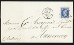 N°14, piquage Susse (cote Yvert 350€) OBL étoile muette + CAD "J Paris J" (1862) sur lettre. TB