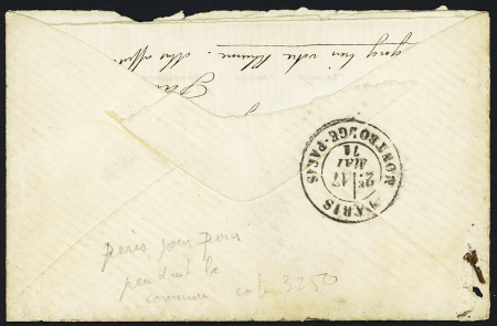 N°28 OBL étoile 15 + CAD "Paris R. Bonaparte" (17 mai 71) sur lettre de Paris pour Paris pendant la Commune de Paris. Rare et TB