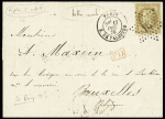 N°30 OBL étoile 16 + CAD "Paris R. de Palestro" (17 dec 70) sur balloon monté pour Bruxelles avec arrivée 25 dec 70 (Le Davy). TB