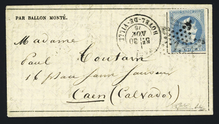 N°29 OBL étoile 13 + CAD "Paris Hotel de Ville" (30 nov 70) sur Gazette des Absents n°12 pour Caen avec arrivée 3 dec 70 (Le Jules Favre n°2). TB