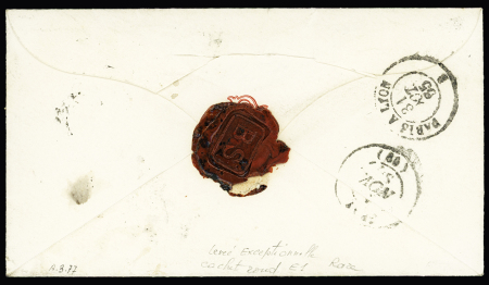 N°23 OBL étoile 11 + CAD rond "Paris R. St Honoré E1" (1865) sur lettre, ind 19. TB