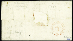 Douai : Lettre de Sens avec au verso cachet rond rouge avec fleur de lys "Déboursé de Douay" (1784), ind 30. RRR