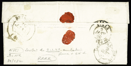 Hazebrouck : n°3 OBL T15 "Hazebrouck (57)" + plume (9 janv 1849) sur lettre. RR