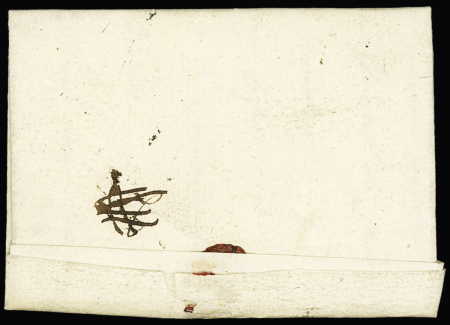 Lettre avec MP "P 57 P Landrecy" (1802 - le P 57 P annulé à la plume et remplacé par une taxe 2). TB